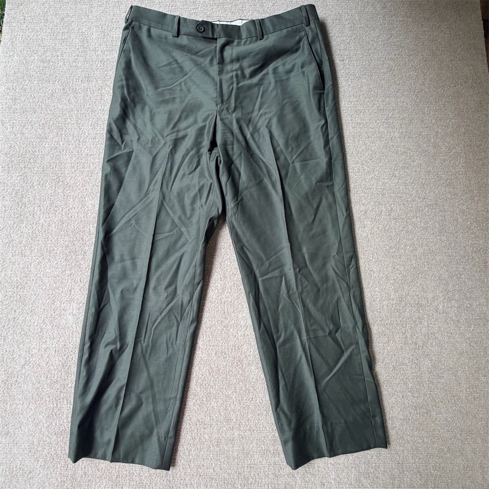 Chiari Novara Dress Pants Men's Size 36 Green Flat Front Slacks 31 Inseam